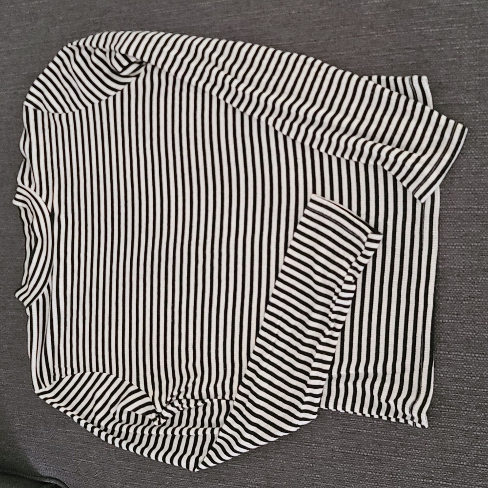 ZARA GIRLS Mock Neck Striped Long Sleeve Shirt 13 14 Ribbed Top Tee Stretchy - Picture 12 of 13